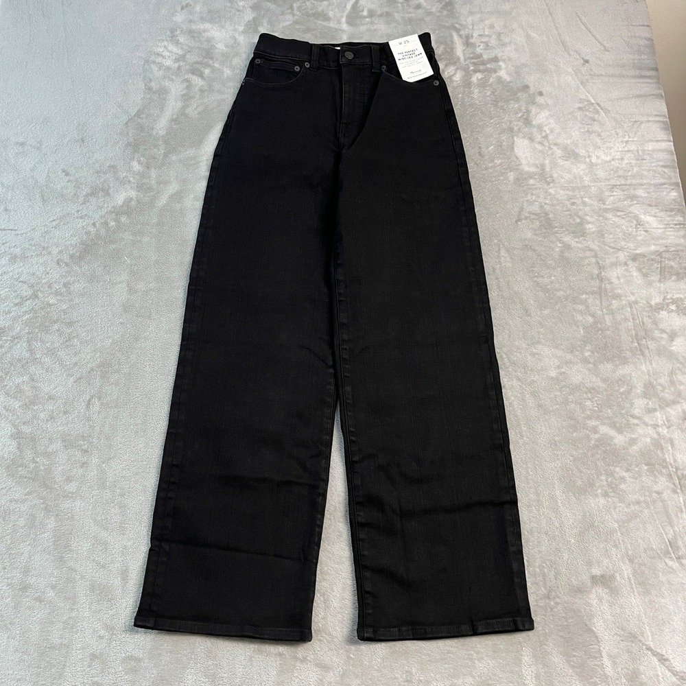 NWT Madewell The Perfect Vintage Wide-Leg Jean Black High Rise 25x29 Baggy